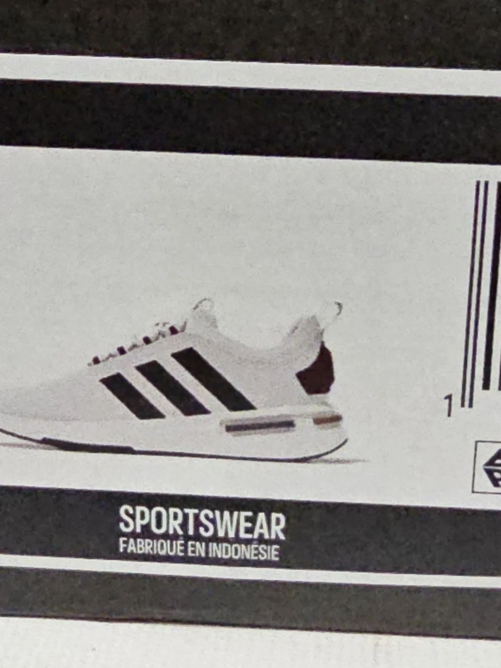 Adidas Racers White Sneakers with Black Three-Stripes With Maroon Accents